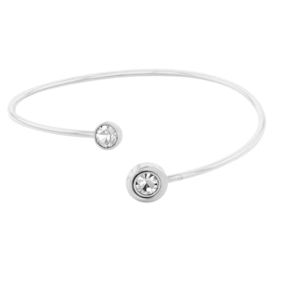 Γυναικείο βραχιόλι Calvin Klein 35000773 χειροπέδα από ανοξείδωτο ατσάλι σε ασημί χρώμα με διαφανείς κρυστάλλους.