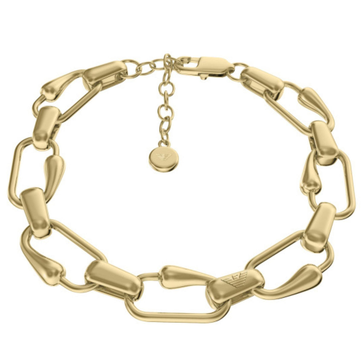 Γυναικείο βραχιόλι Emporio Armani Iconic Trend EGS3391710 από ορείχαλκο σε χρυσό χρώμα με επιμήκεις κρίκους