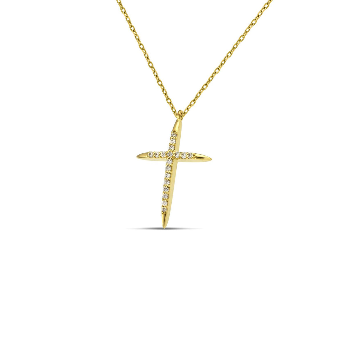 Βαπτιστικός σταυρός για κορίτσι από χρυσό 18K λεπτός με διαμάντια