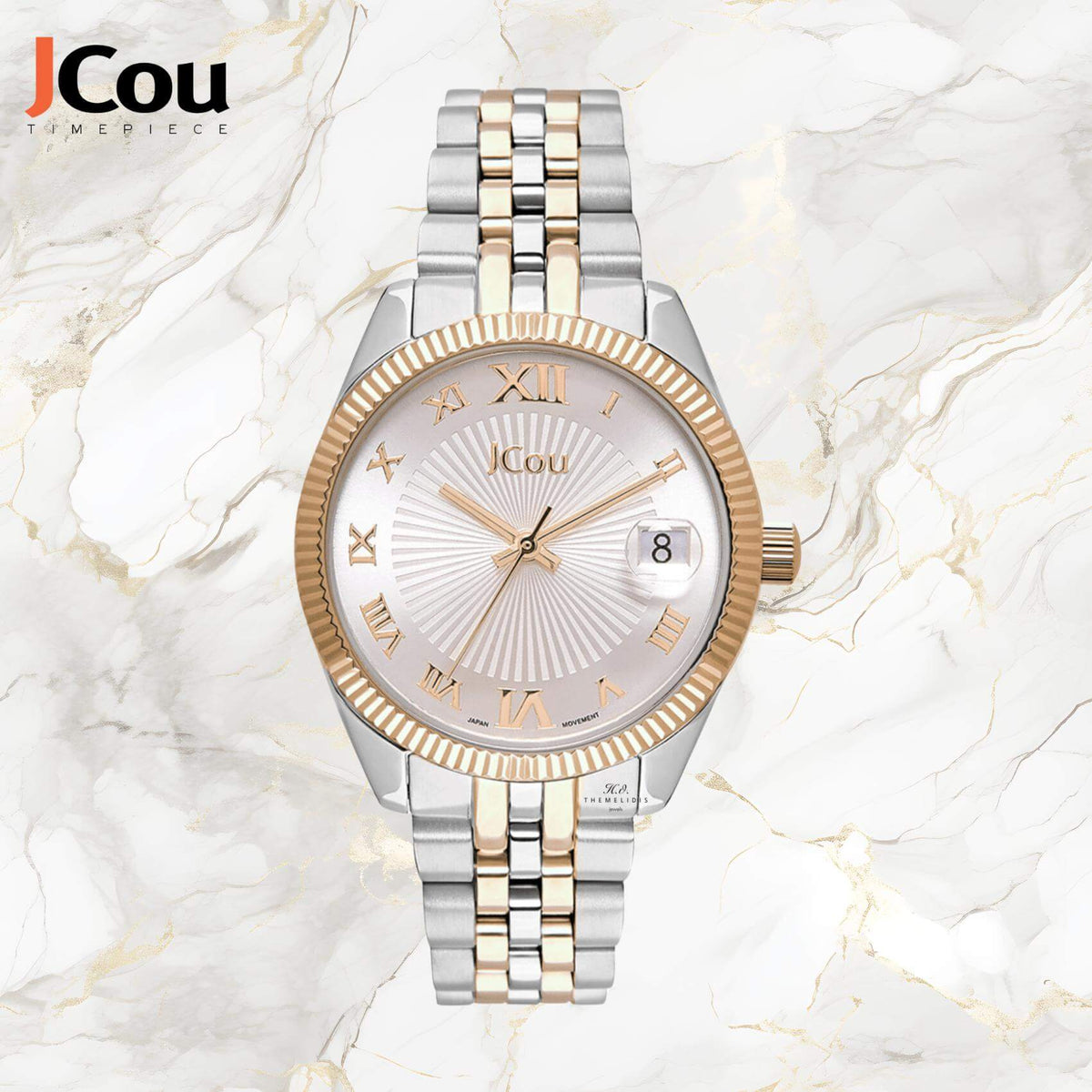 Ρολόι JCOU Queen's Mini JU17031-2 Με Δίχρωμο Μπρασελέ & Ασημί Καντράν