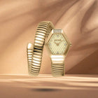 Ρολόι Just Cavalli Signature Snake Splora JC1L394M0025 Με Χρυσό Μπρασελέ & Χρυσό Καντράν