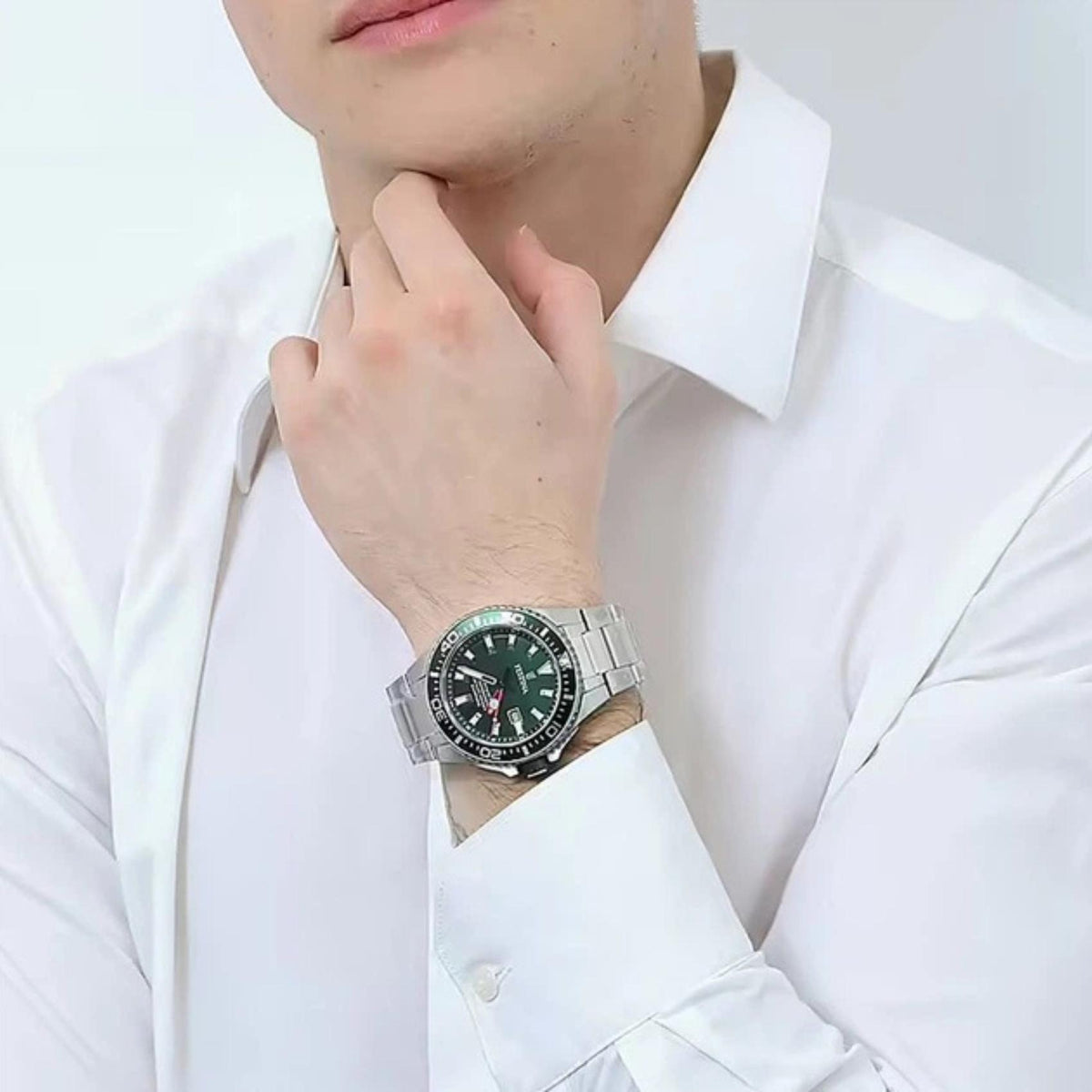 Καταδυτικό Ρολόι The Originals Festina F20669/2 Με Ασημί Μπρασελέ & Πράσινο Καντράν
