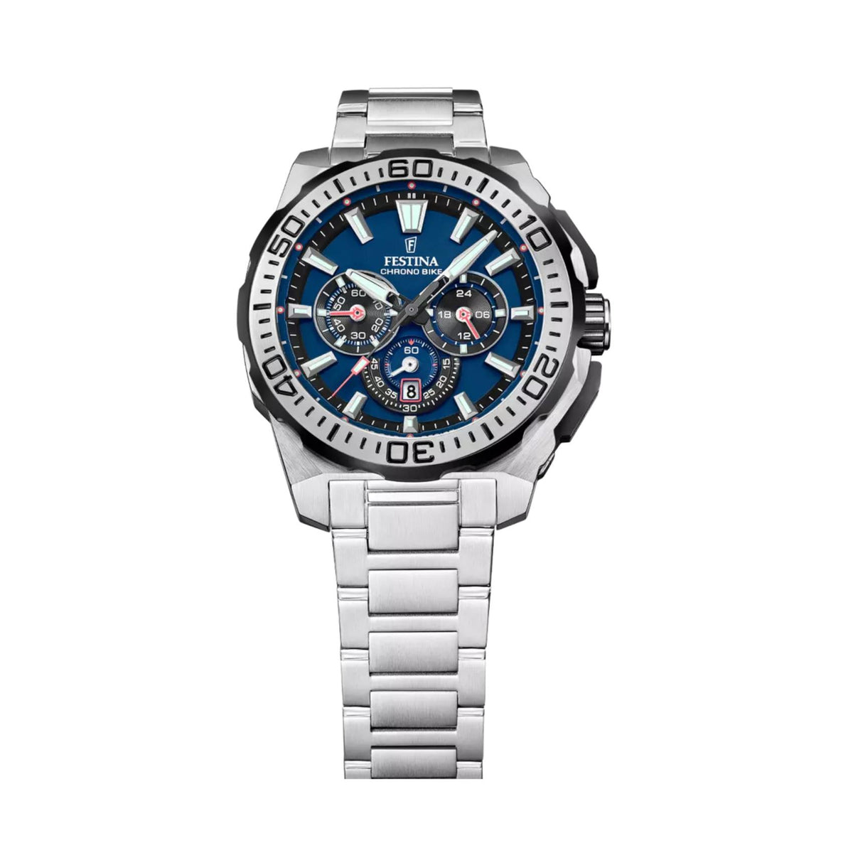 Μπλε καντράν ρολογιού Festina Chrono Bike F20724/2 διαμέτρου 45.5mm με ένδειξη ημερομηνίας και χρονογράφο