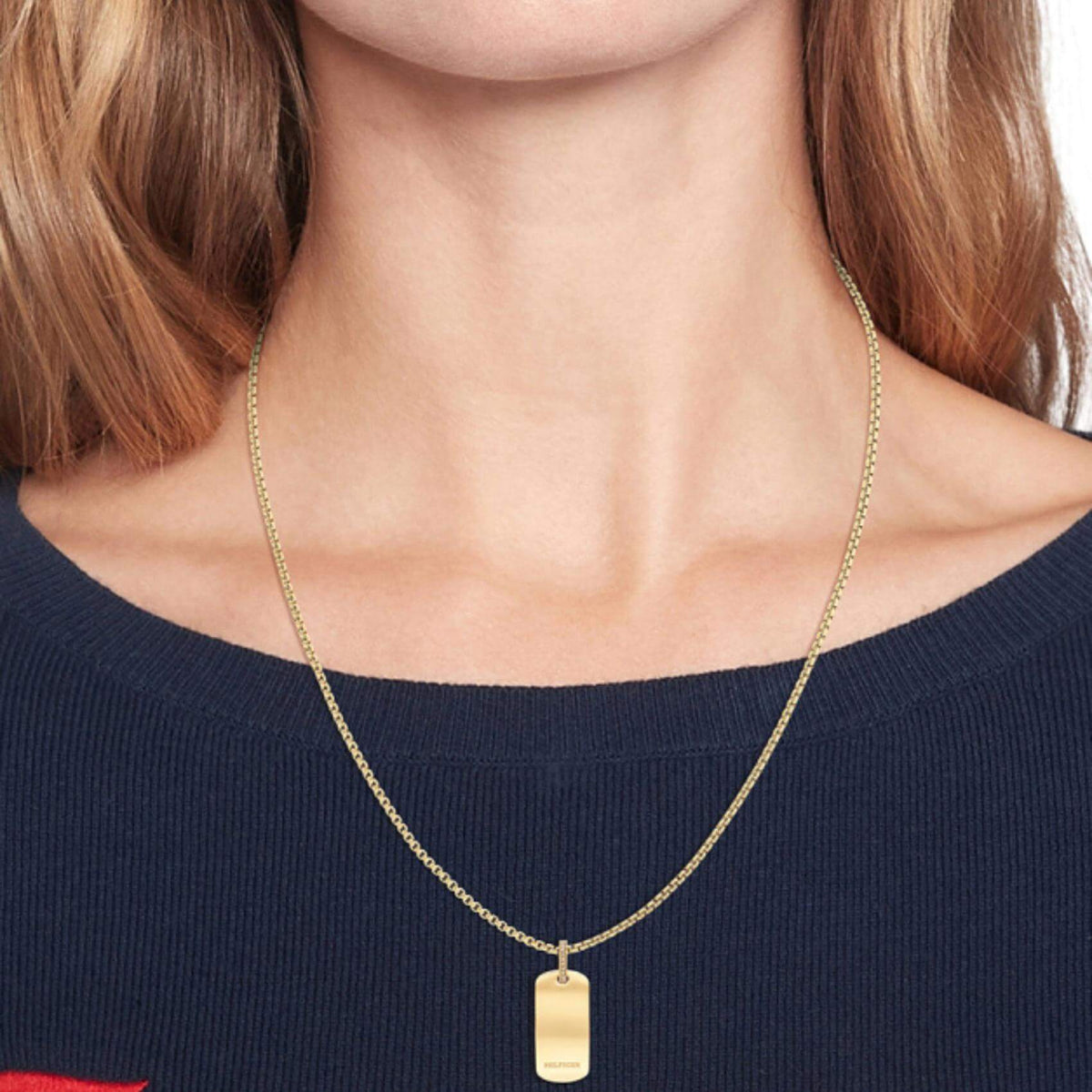 Κολιέ Tommy Hilfiger 2780862 Χρυσό Με Οβαλ Κρεμαστό Και Ζιργκόν
