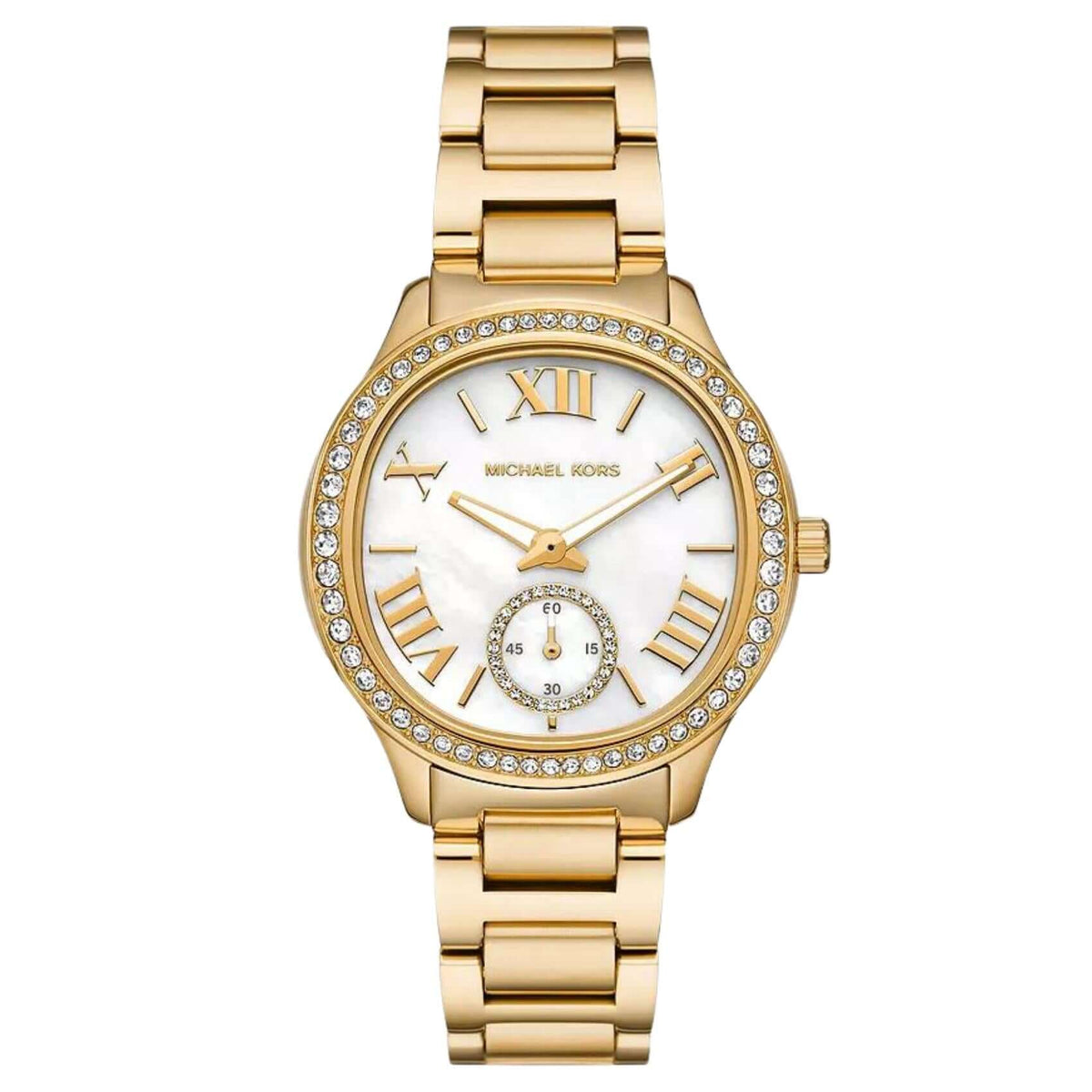 Γυναικείο ρολόι Michael Kors Sage MK4805 με χρυσό ατσάλινο μπρασελέ και άσπρο φίλντισι καντράν 38mm με ζιργκόν.