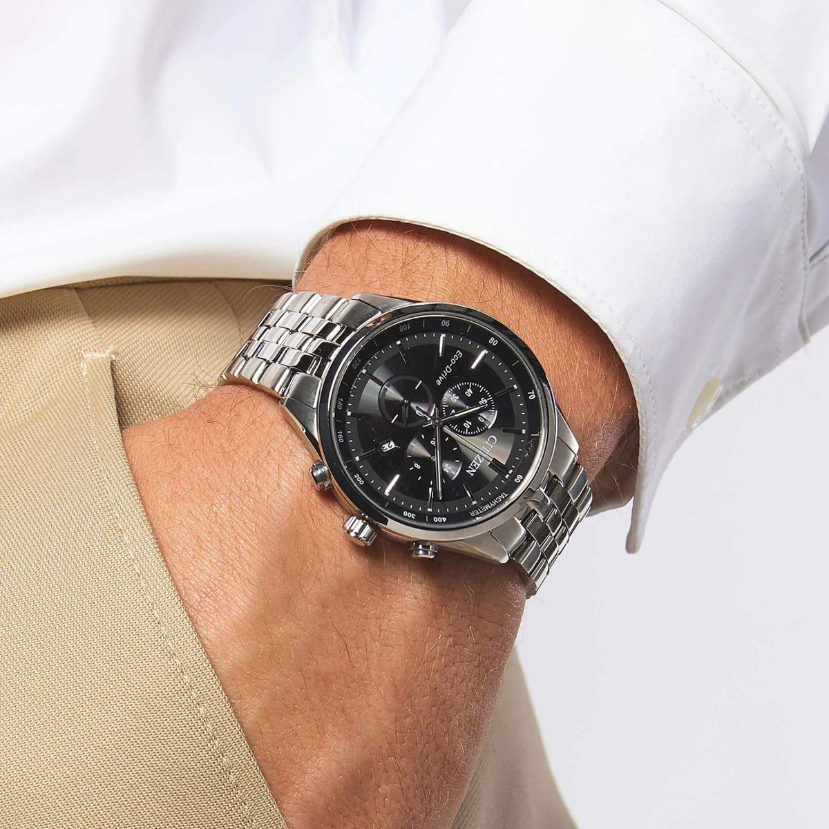Ρολόι Citizen Eco-Drive AT2141-87E Χρονογράφος Με Ασημί Μπρασελέ