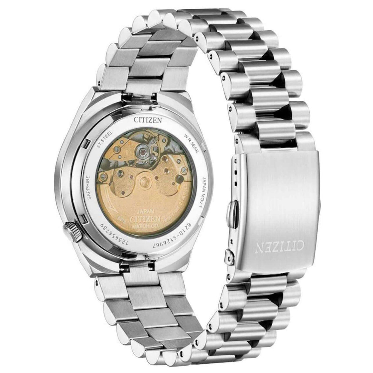 Αυτόματο ρολόι Citizen Tsuyosa NJ0150-81E με ασημί ατσάλινο μπρασελέ και μαύρο καντράν διαμέτρου 40mm και open back μηχανισμό.