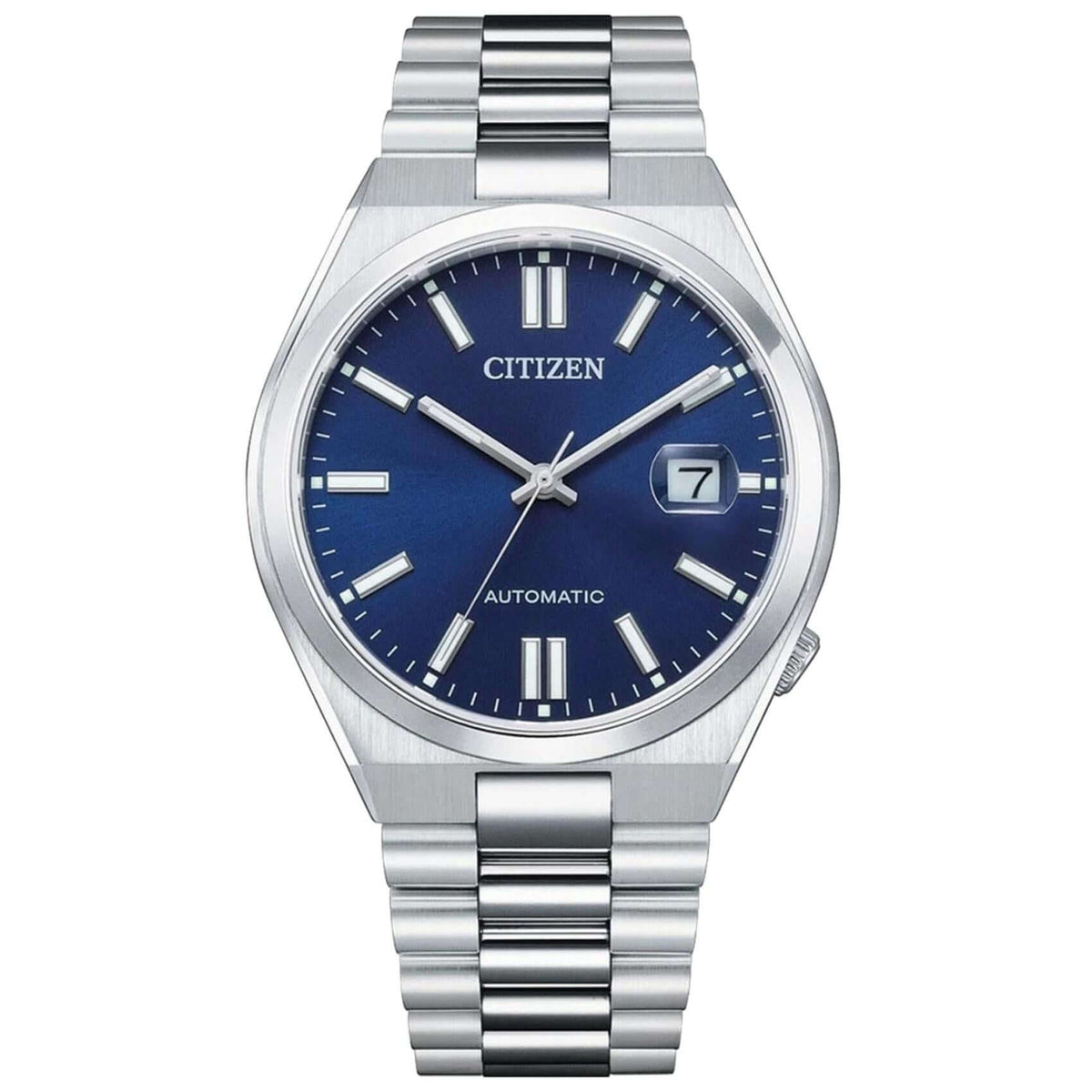 Αυτόματο ρολόι Citizen Tsuyosa NJ0150-81L με ασημί ατσάλινο μπρασελέ και μπλε καντράν διαμέτρου 40mm και open back μηχανισμό.
