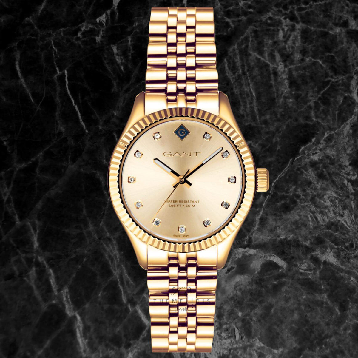 Ρολόι Gant Sussex Stones G136026 Με Χρύσο Μπρασελέ & Χρυσό Καντράν
