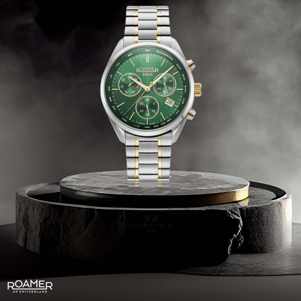 Ρολόι Roamer 993819-47-75-20 Pro Chrono Με Δίχρωμο Μπρασελέ & Πράσινο Καντράν