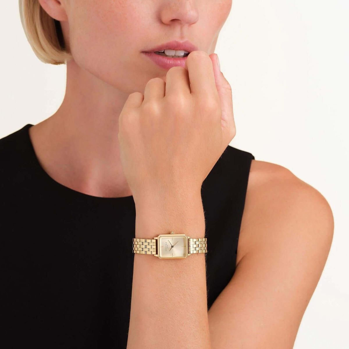 Ρολόι Rosefield Octagon XS Champagne OCGSG-O82 Με Χρυσό Μπρασελέ