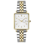 Τετράγωνο Ρολόι Rosefield Boxy White Sunray QVSGD-Q013 Με Δίχρωμο Μπρασελέ