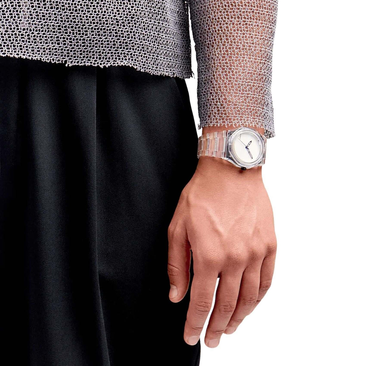 Ρολόι D1 Milano Nylon Transparent White 39 mm D1-NYBJ01 Με Διαφανές Μπρασελέ