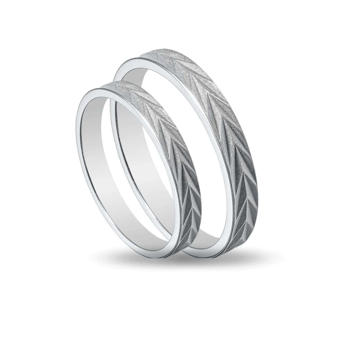 Πρωτότυπες λευκόχρυσες βέρες γάμου Maschio Femmina SL94 3.3mm με γεωμετρικά σχέδια.