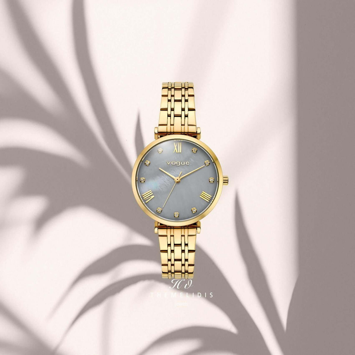 Ρολόι Vogue Bliss Mini 2020617044 Με Χρυσό Μπρασελέ & Γκρι Φίλντισι Καντράν