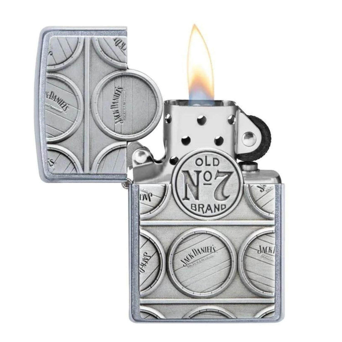 Αντιανεμικός αναπτήρας Zippo Jack Daniels 29817 σε ασημί μεταλλικό χρώμα και δυνατότητα χαράγματος για ένα προσωποποιημένο δώρο.
