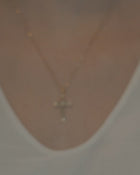 Βαπτιστικός Σταυρός για Κορίτσι Χρυσός 18K Κλασικός με Πέντε Διαμάντια σε Κέντρο & Άκρες | DCS009