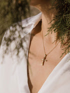 Βαπτιστικός Σταυρός για Κορίτσι MCS099 Χρυσός 14K Διπλής Όψεως με Κεντρικό Ζιργκόν