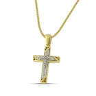 Βαπτιστικός Σταυρός για Κορίτσι MCS091 Χρυσός 14K Διπλής Όψεως με Λευκόχρυσο Σχέδιο & Ζιργκόν