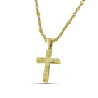 Βαπτιστικός Σταυρός για Κορίτσι MCS094 Χρυσός 14K Διπλής Όψεως με Λευκόχρυσο Σχέδιο & Ζιργκόν