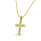 Βαπτιστικός Σταυρός για Κορίτσι MCS094 Χρυσός 14K Διπλής Όψεως με Λευκόχρυσο Σχέδιο & Ζιργκόν