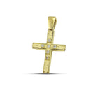 Βαπτιστικός Σταυρός για Κορίτσι MCS082 Χρυσός 14K Διπλής Όψεως με Ζιργκόν
