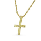 Βαπτιστικός Σταυρός για Κορίτσι MCS095 Χρυσός 14K Διπλής Όψεως με Γεωμετρικές Λεπτομέρειες και Ζιργκόν