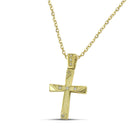 Βαπτιστικός Σταυρός για Κορίτσι MCS095 Χρυσός 14K Διπλής Όψεως με Γεωμετρικές Λεπτομέρειες και Ζιργκόν