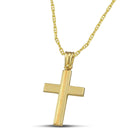 Βαπτιστικός Σταυρός για Κορίτσι CS031 Χρυσός 14K Κλασικός με Ματ Γραμμή στο Κέντρο