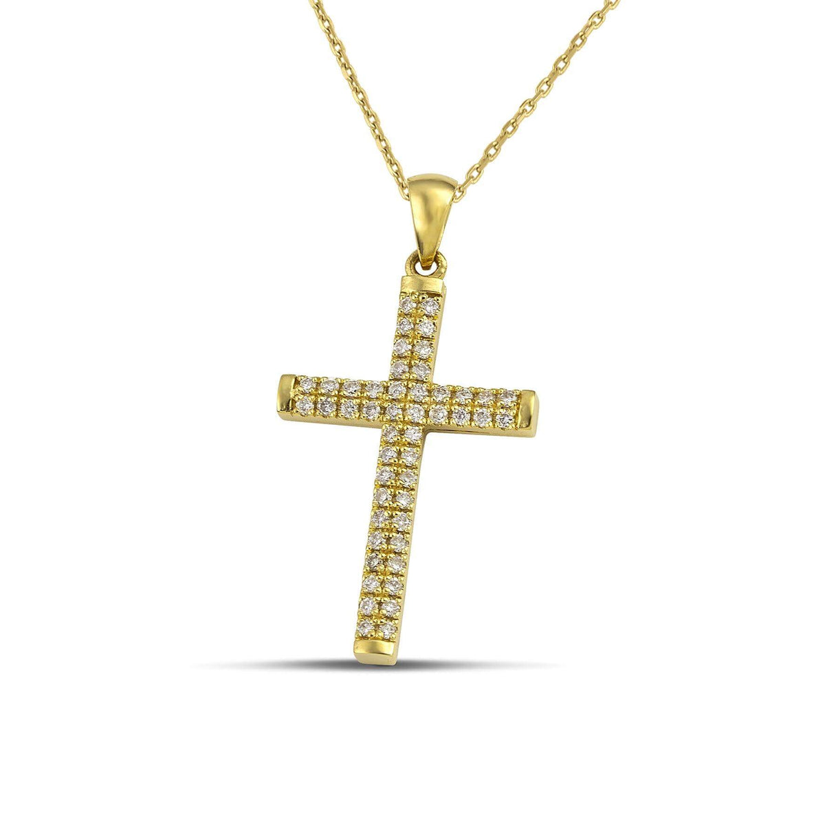 Βαπτιστικός σταυρός για κορίτσι από χρυσό 18K με διαμάντια σε διάταξη pavé