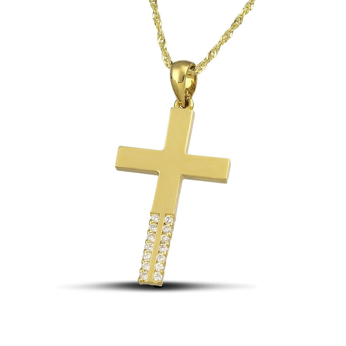 Βαπτιστικός σταυρός για κορίτσι από χρυσό 18K μίνιμαλ με διαμάντια