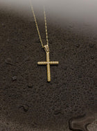 Βαπτιστικός Σταυρός για Κορίτσι MCS083 Χρυσός 14K με Ζιργκόν και στις Δύο Όψεις